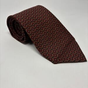Polo Ralph Lauren Red‎ Blue Diamond Patterned Hand Made 56"x3.5" Silk Tie